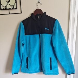 Fila Women's Blue and Black Fleece Jacket Size M